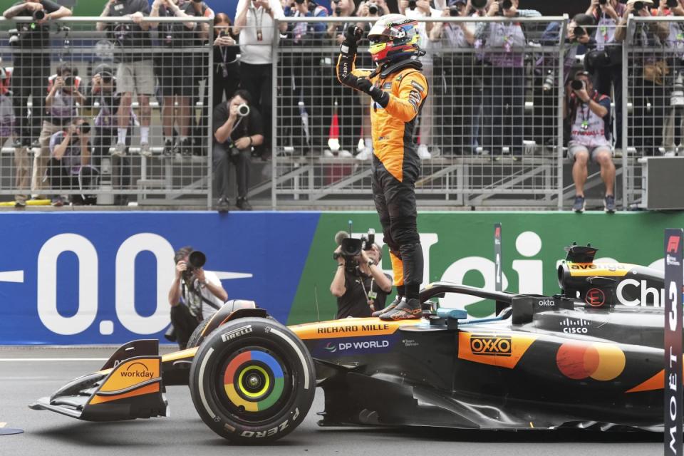 关于法拉利险胜梅赛德斯，皮亚斯特里高光表现的信息